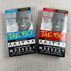 Billy Blanks Tae Bo Workout VHS Lot Instructional and Advanced 1998 Vintage Tape